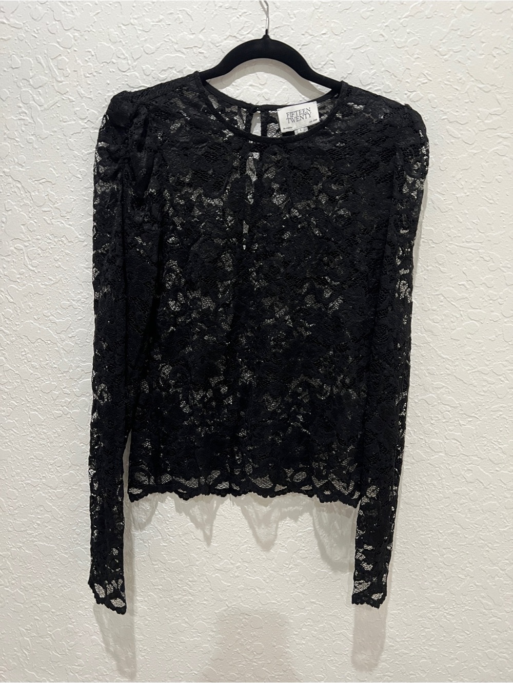 Fifteen Twenty Black Floral Lace Long-Sleeve Top